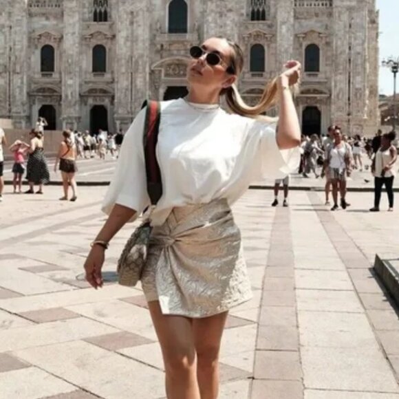 Zara Knotted Metallic Quilted Skort - Picture 1 of 10